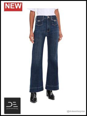 High-Rise Flare Jeans with Mini Patch Pockets
